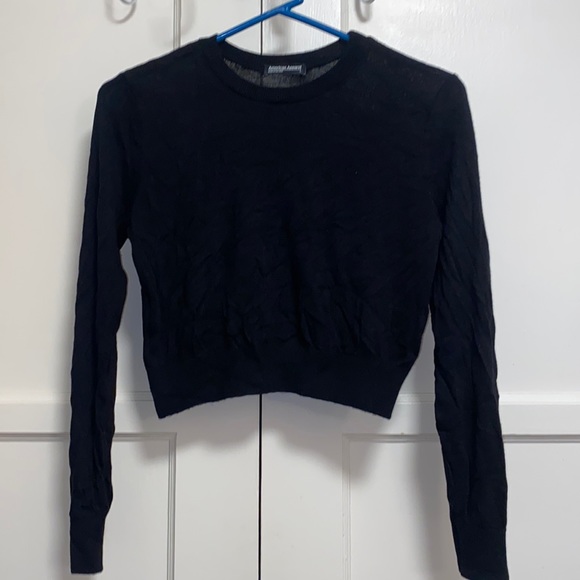 American Apparel Tops - American Apparel Large Black Long Sleeve Crop Top